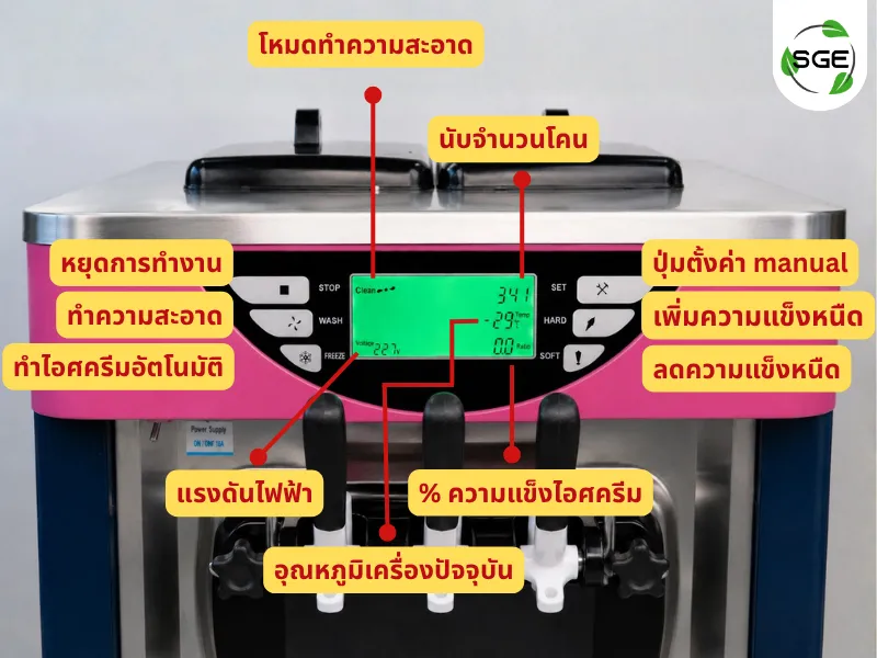 แผงควบคุม เครื่องทําไอศครีม Soft Serve รุ่น Standard 3 หัว แผงควบคุม เครื่องทําไอศครีม Soft Serve รุ่น Standard 3 หัว