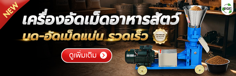 เครื่องอัดเม็ดอาหารสัตว์ 4 แรงม้า รุ่น 2 ลูกกลิ้ง SGE