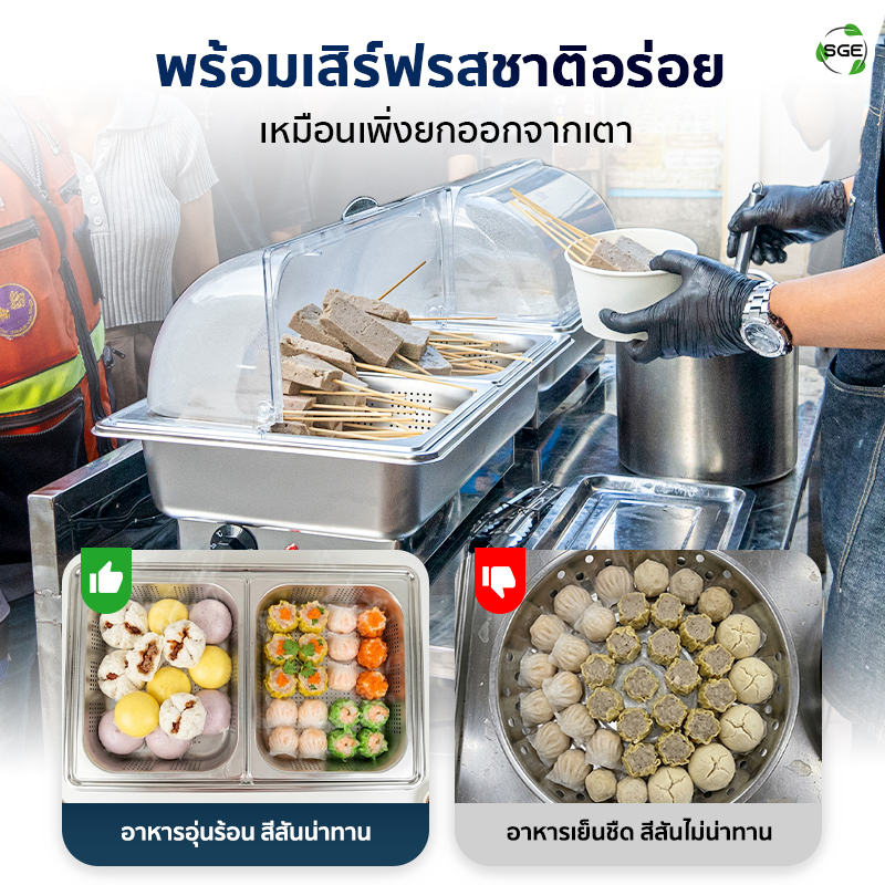 ถาดอุ่นอาหารไฟฟ้า ถาดบุฟเฟ่ต์ ขนาด 9 ลิตร แบบถาดตะแกรง ปรับอุณหภูมิได้ 30-90℃