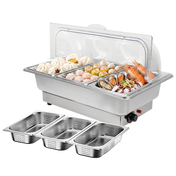 ถาดอุ่นอาหารไฟฟ้า ถาดบุฟเฟ่ต์ ขนาด 9 ลิตร แบบถาดตะแกรง ปรับอุณหภูมิได้ 30-90℃