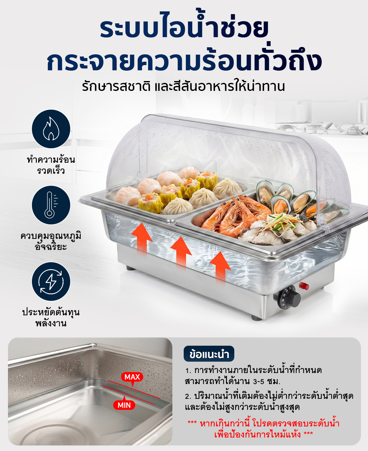 ถาดอุ่นอาหารไฟฟ้า ถาดบุฟเฟ่ต์ ขนาด 9 ลิตร แบบถาดตะแกรง ปรับอุณหภูมิได้ 30-90℃ ถาดอุ่นอาหารไฟฟ้า ถาดบุฟเฟ่ต์ ขนาด 9 ลิตร แบบถาดตะแกรง ปรับอุณหภูมิได้ 30-90℃