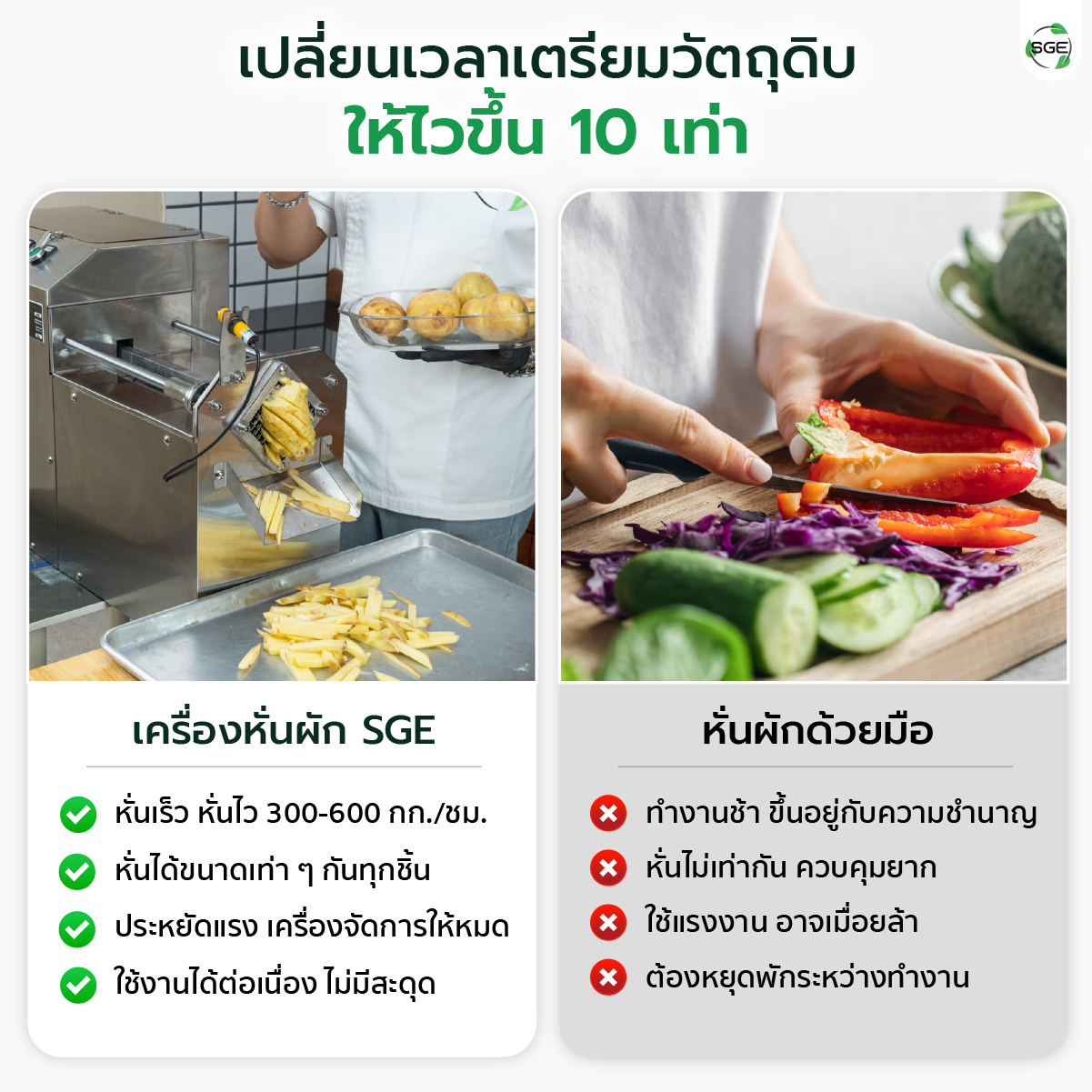 เครื่องหั่นผักอุตสาหกรรม เครื่องหั่นมันฝรั่ง SGE