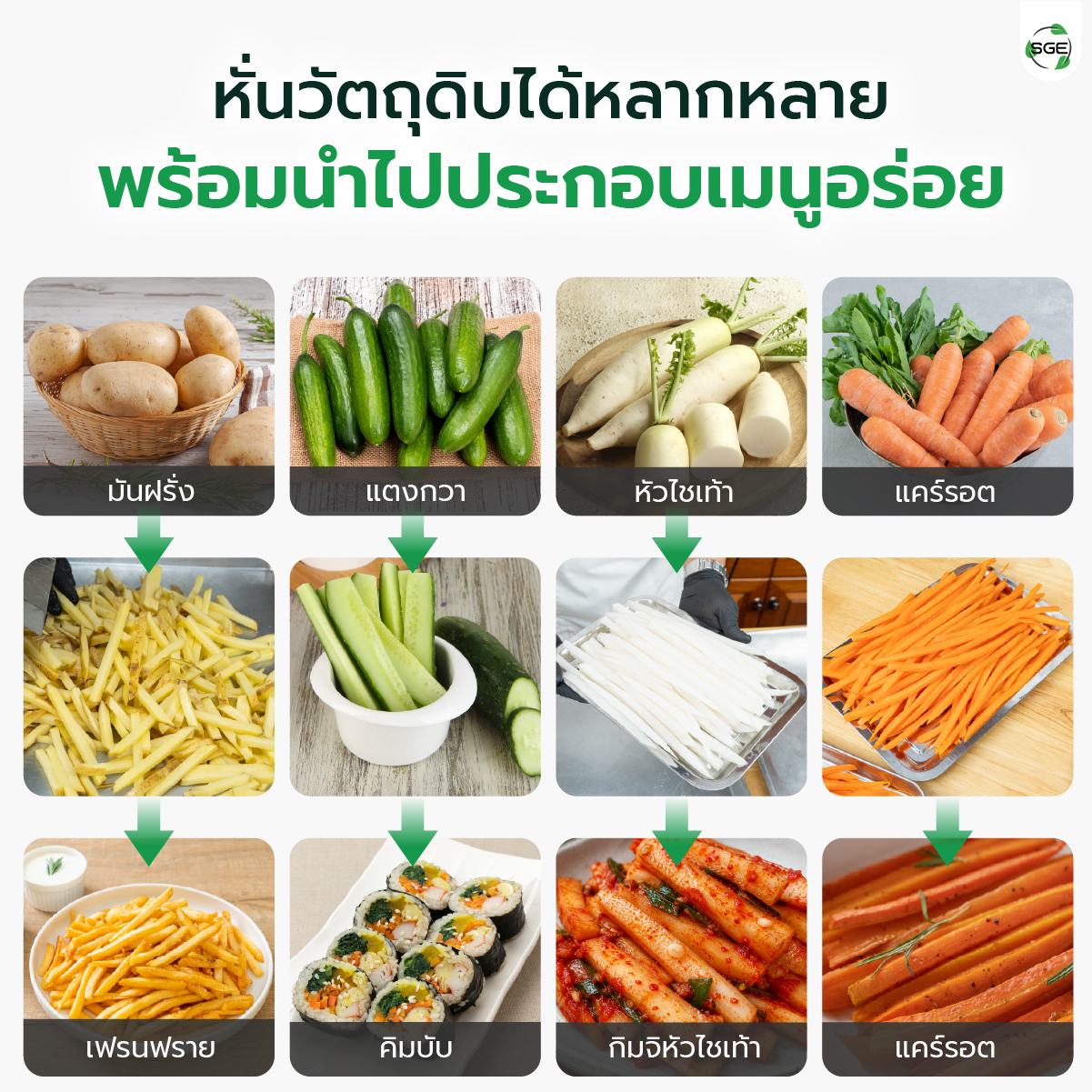 เครื่องหั่นผักอุตสาหกรรม เครื่องหั่นมันฝรั่ง SGE