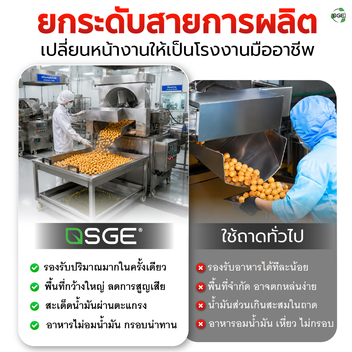 รถเข็นตะแกรงสแตนเลส ถาดตะแกรงพักสะเด็ดน้ำ-น้ำมัน ขนาดใหญ่ ระดับอุตสาหกรรม SGE