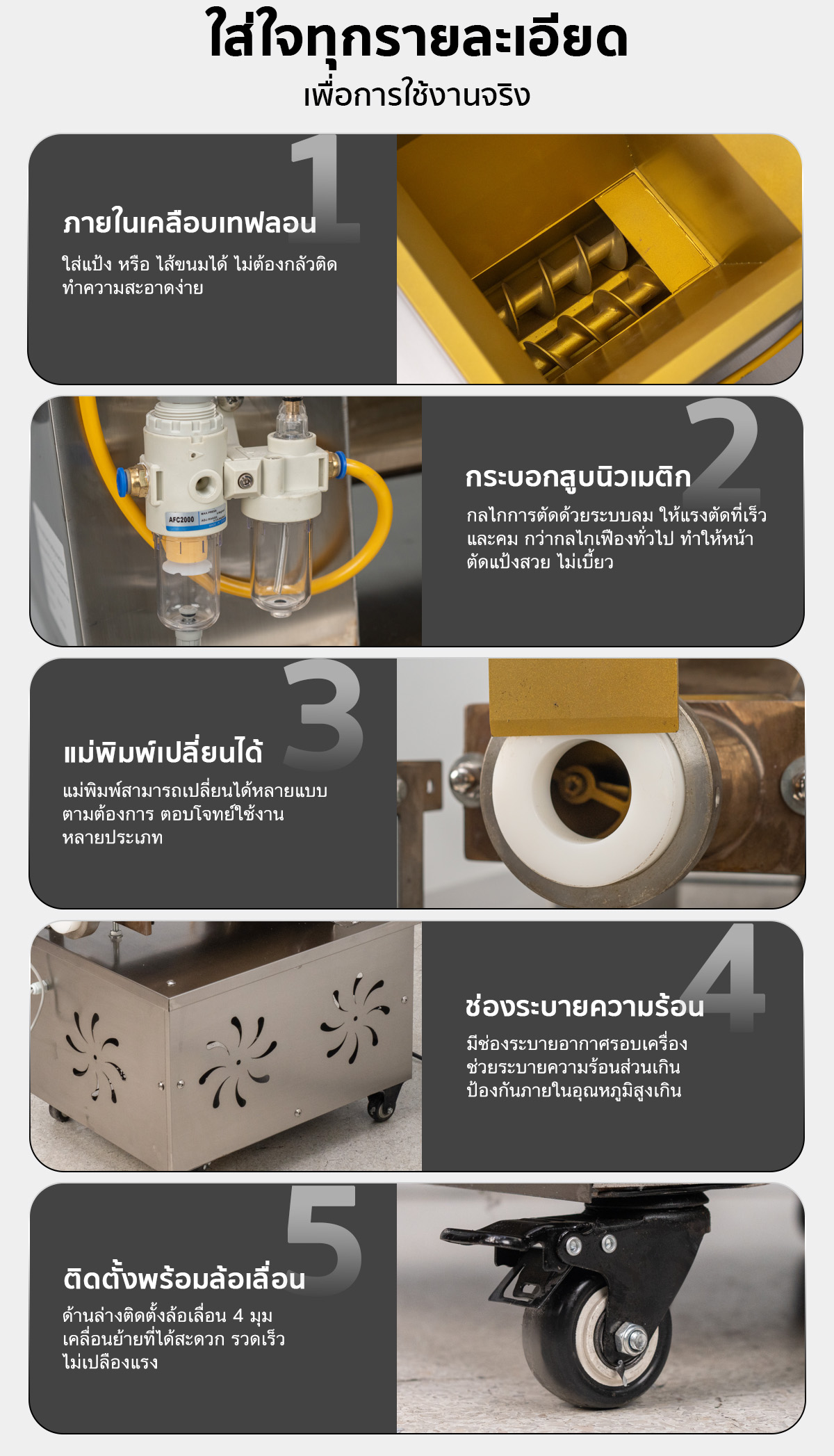 PC-DDM600-12-1 เครื่องตัดแป้ง แบ่งแป้ง แบ่งไส้ขนม อัตโนมัติ ระบบปั๊มลมนิวเมติก SGE