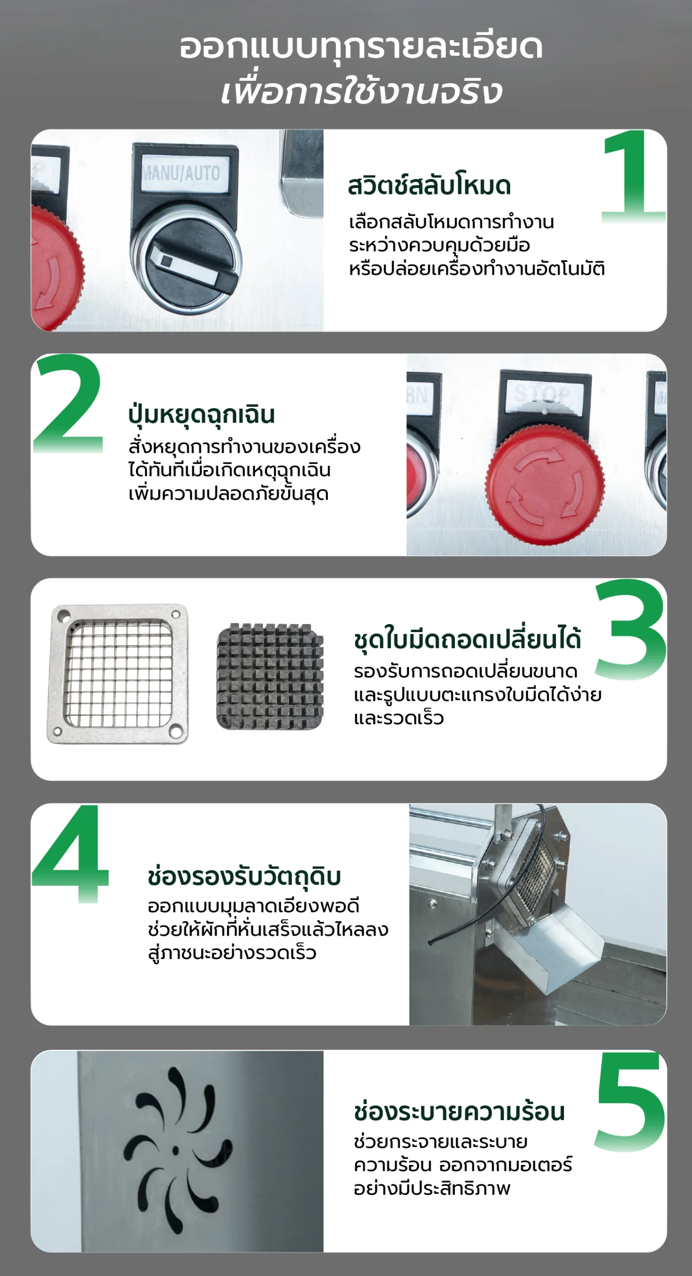 feture-VS-STICK-IND-09-100 เครื่องหั่นผักอุตสาหกรรม เครื่องหั่นมันฝรั่ง SGE