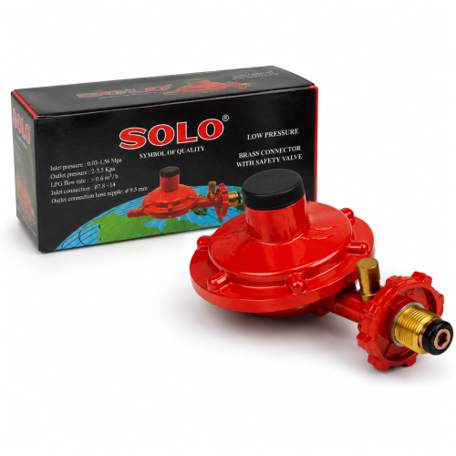 หัวปรับแก๊สแรงดันต่ำ Solo LGR พร้อมเซฟตี้วาล์ว สำหรับเตาแก๊สและหม้อทอดแก๊ส SGE