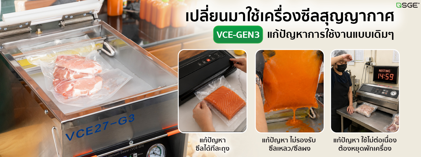 เครื่องซีลสุญญากาศ แบบห้อง รุ่น VCE-G3 เครื่องซีลสุญญากาศ แบบห้อง รุ่น VCE-G3
