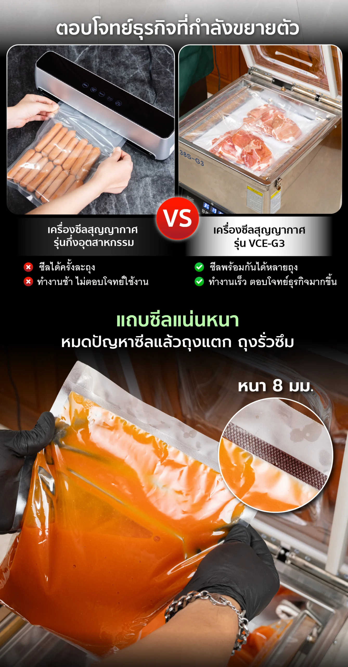 เครื่องซีลสุญญากาศ แบบห้อง รุ่น VCE-G3 เครื่องซีลสุญญากาศ แบบห้อง รุ่น VCE-G3
