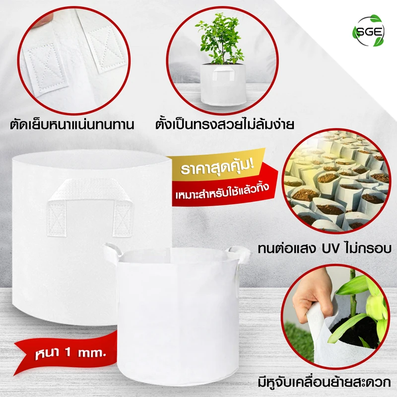 กระถางผ้าสีขาว smart pot