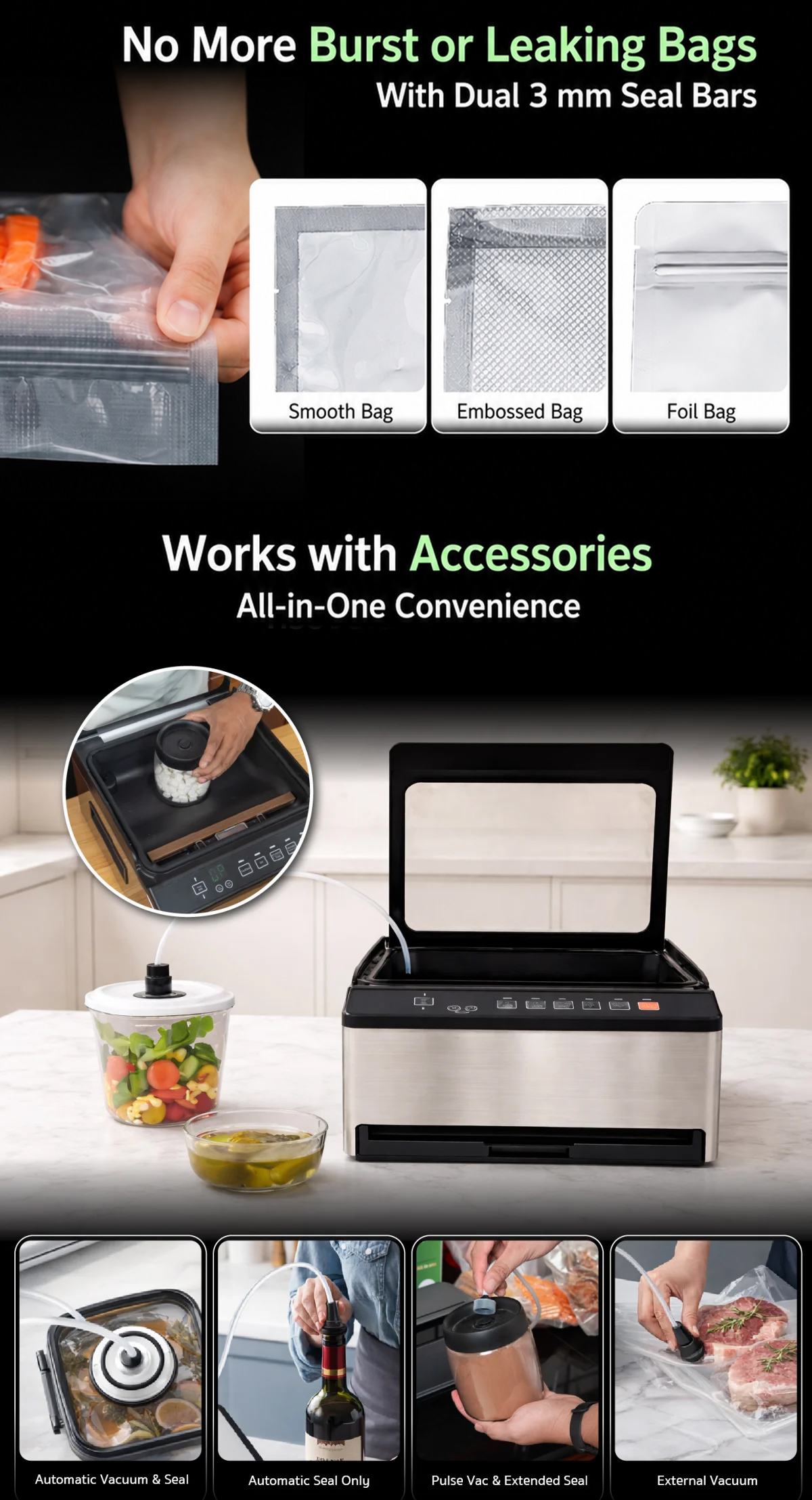 Features of Semi-Industrial Vacuum Sealer VC-CUBE-G2
