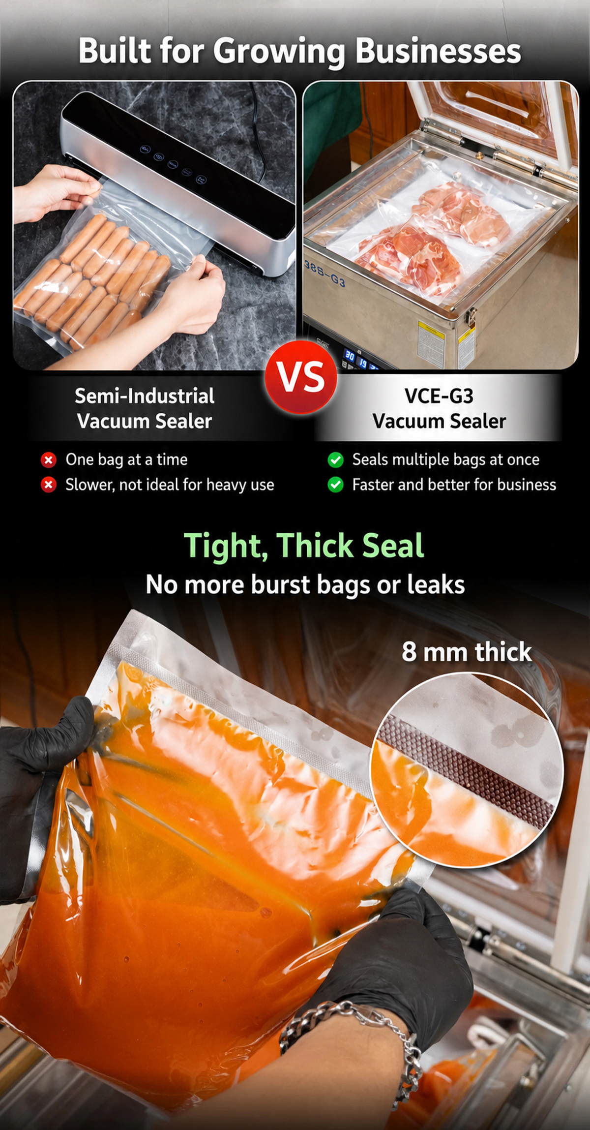 Chamber vacuum sealer, model VCE-G3