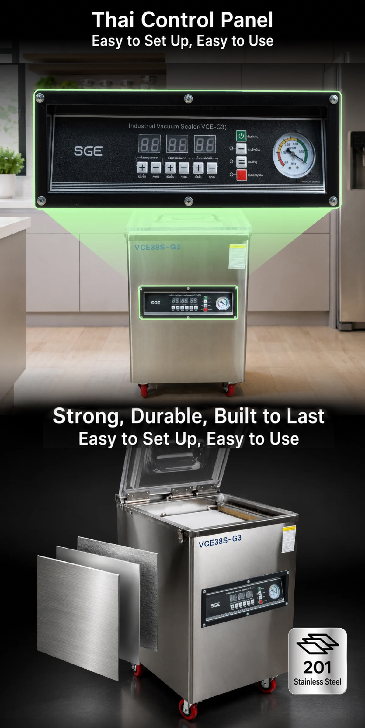 Chamber vacuum sealer, model VCE-G3