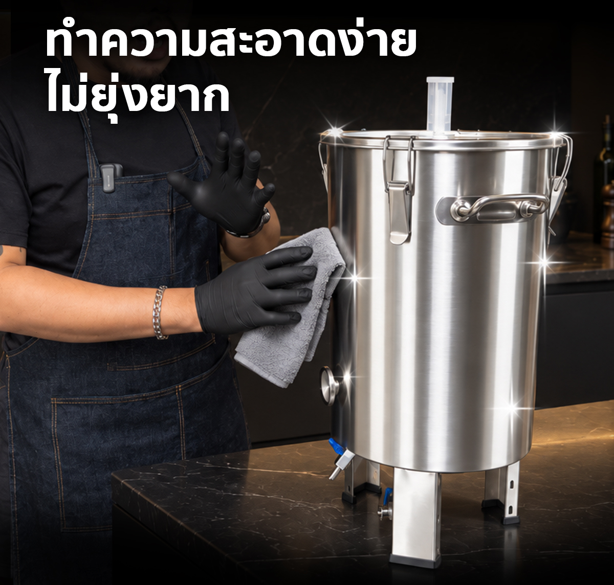 ถังหมักเบียร์ ถังหมักเบียร์สแตนเลส ถังหมักเบียร์ ถังหมักเบียร์สแตนเลส SUS304 ก้นทรงกรวย ความจุ 30 ลิตร สำหรับหมักเบียร์ ไวน์ ไซเดอร์