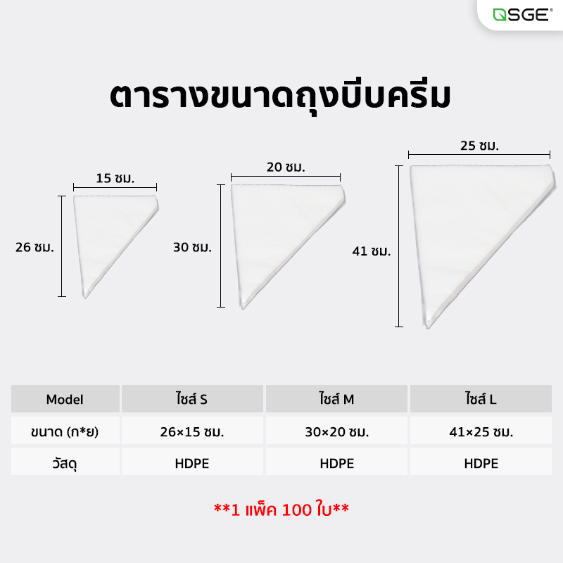 ถุงบีบครีมพลาสติก ใช้แล้วทิ้ง Food Grade
