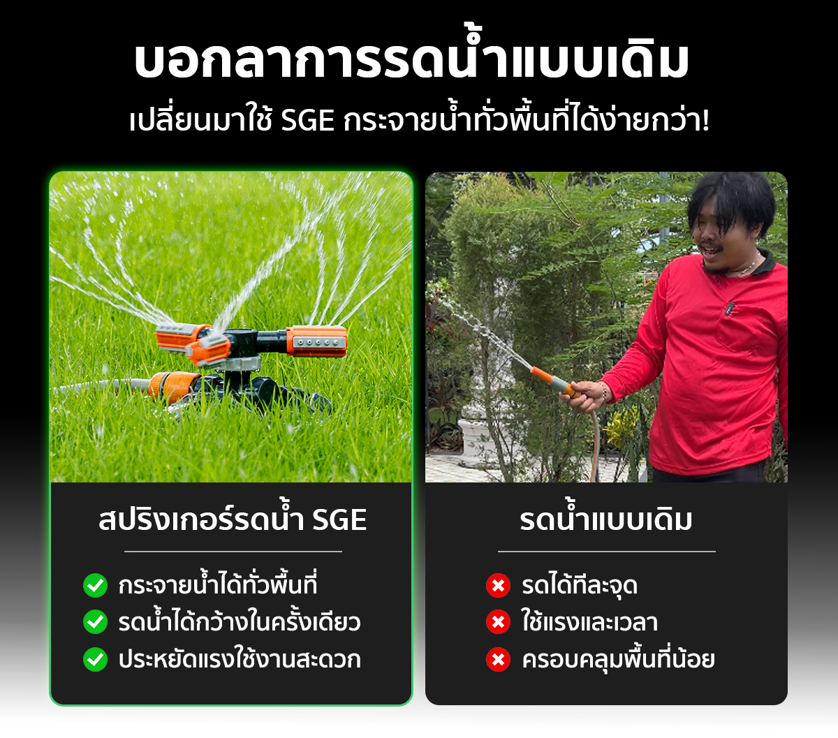 สปริงเกอร์ สปริงเกอร์รดน้ำ 4 หุน SGE สปริงเกอร์ สปริงเกอร์รดน้ำ 4 หุนกระจายน้ำรอบทิศทาง 360° SGE