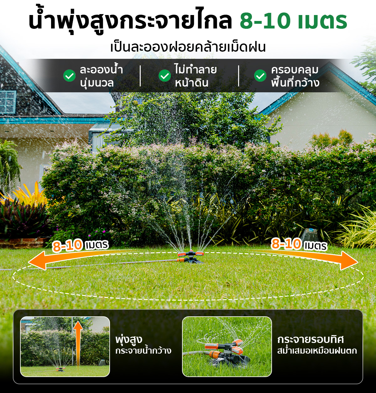 สปริงเกอร์ สปริงเกอร์รดน้ำ 4 หุน SGE สปริงเกอร์ สปริงเกอร์รดน้ำ 4 หุนกระจายน้ำรอบทิศทาง 360° SGE