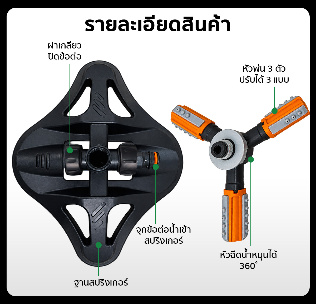 สปริงเกอร์ สปริงเกอร์รดน้ำ 4 หุน SGE สปริงเกอร์ สปริงเกอร์รดน้ำ 4 หุนกระจายน้ำรอบทิศทาง 360° SGE